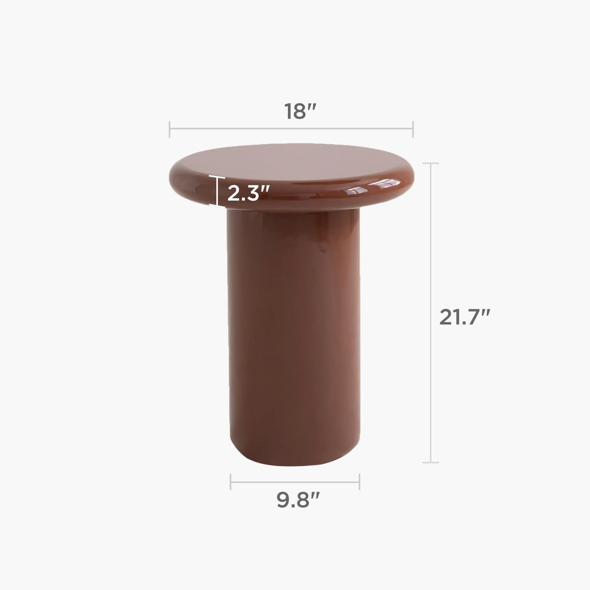 Acanva Modern End Tables with High Glossy Finish, Curved Edges, Accent Center Furniture for Living Room Home Office, Side Table, Sorrel