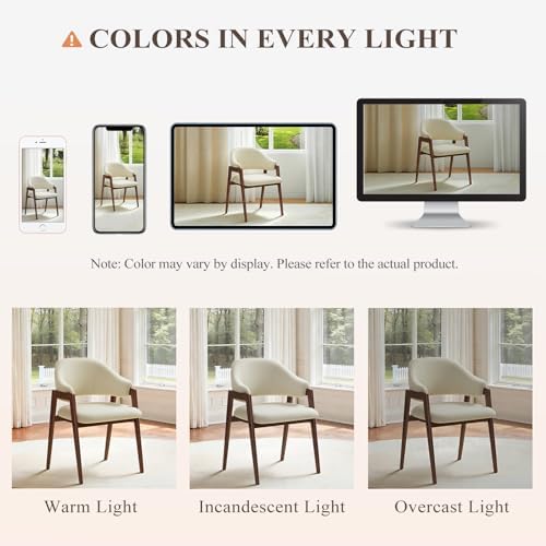 MALOL Wooden Dining Chairs Set of 4, Modern Fabric Upholstered Dining Room Chair, Kitchen Side Chairs, Farmhouse Dinner Chair with Curved Open Back for Kitchen, Beige