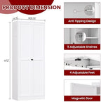AQY Metal Pantry Cabinet, 72" White Kitchen Storage Cabinet with Doors