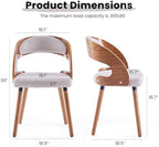Farini Wood Dining Chairs, Set of 4 Modern Upholstered Dining Chairs with Curved Backrest for Kitchen, Dining Room, Living Room, Light Grey