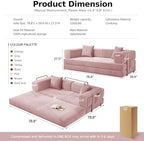 MoonSpeak 78.8'' Futon Sofa Bed, Couches for Living Room | Corduroy Convertible Futon Sofa Bed with Storage Pocket, Modular Sleeper Couch in a Box, No Assembly (Pink)