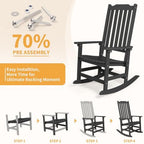Oversized All-Weather Outdoor Rocking Chairs Set of 2, Patio Rocker | Ergonomic Curved Slat High Back, Smooth Rocking, Tall Seat Relieves Calf, Holds 380lbs, Fade Crack Resistant & Easy to Clean