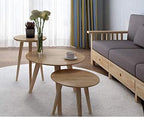 WoodShine Side Table Small Round Solid Wood Sofa End Tables Accent Nesting Coffee Table Natural(H:24.21inch)