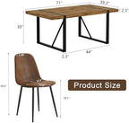 7 Piece Dining Table Set，Dinner Table Set for 6，71'' Dark Wood Kitchen Table and Suede Nap Fabic Chairs Set of 6，6 Chair Dining Table Set for Kitchen Dining Room