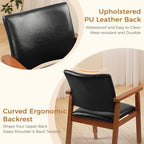 NOBPEINT Mid-Century Modern Dining Chairs with Armrest Set of 1, PU Leather Upholstered Dining Room Chairs with Solid Wood Frame, Walnut Kitchen Armchairs for Kitchen Living Room Restaurant, Black