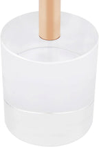 Modern Side Table with Cylindrical Base, Clear Acrylic End Table, Brushed Brass Metal Side Table for Office Living Room and Bedroom (Medium Round Base)