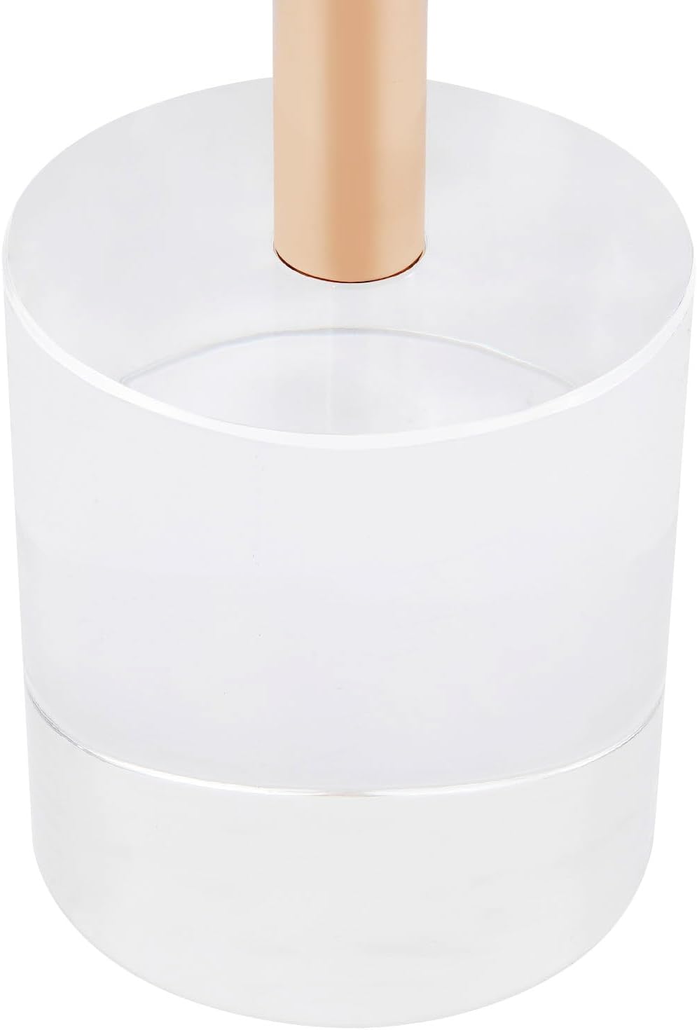 Modern Side Table with Cylindrical Base, Clear Acrylic End Table, Brushed Brass Metal Side Table for Office Living Room and Bedroom (Medium Round Base)