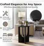 Stupa Solid Wood End Table – 22" Tall Round Side Table for Living Room or Bedroom, Handcrafted Accent Table in Distressed Black Finish, Easy Assembly, Modern Minimalist Design for Small Spaces