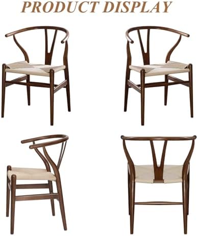 Y Wishbone Chair, Solid Ash Wood Dining Chair (Walnut) | Handwoven Paper Cord Seat, 300 LBS Capacity, Non-Slip Felt Pads, Curved Armrests, Ergonomic Y Back, Fully Assembled