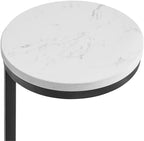 Chalmay Round Bronze Metal Accent Table with White Marble Top