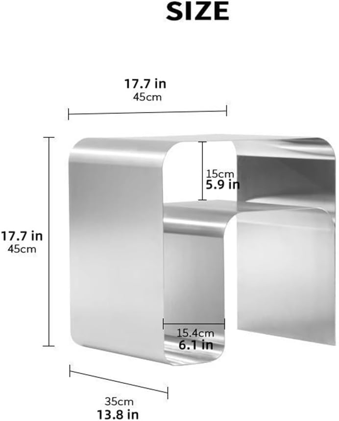 Stainless Steel Side Table, Modern Bedside Table, Integrated Nightstand, Simple Night Stand, Suitable for Bedroom, Living Room, Balcony