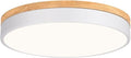 Modern Dimmable LED Close to Ceiling Light Minimalist Wood Oak Flush Mount Ceiling Light Fixture Circle Lighting with Lampshade for Bedroom Living Room Bathroom Laundry Room (White, 15.7'')