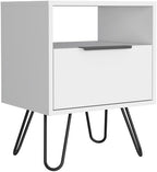 Nightstand, Single Drawer, Hairpin Legs,for Small Spaces