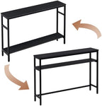 Timberer Narrow Console Table, 47 Inch Sofa Table with Adjustable Shelf | 2-Tier Long Skinny Table for Hallway, Entryway, Living Room, Foyer, Black