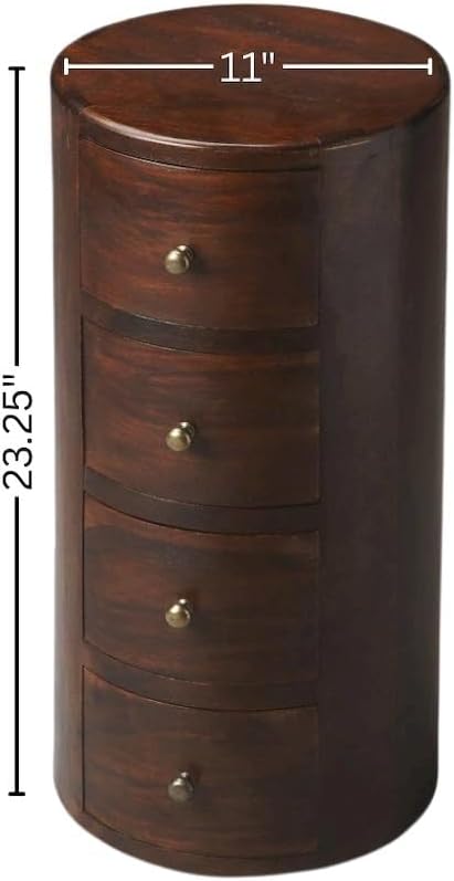 Starlight Canyon Home Round End Table with Storage – Wooden Side Table with 4 Drawers, Ideal Storage End Table for Living Room or Bedroom Use