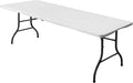8ft Folding Table, Portable Heavy Duty Plastic Fold-in-Half Utility Table for Indoor/Outdoor Use, Dining, Camping, Picnic, Party, White