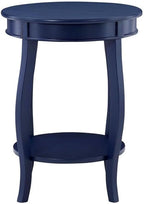 Pemberly Row Wood Accent Side Table, 18.25 x 18.25 x 24 in, Navy Blue Finish, Timber Wood and MDF, Cabriole Tapered Legs, Contemporary Design, Bottom Shelf for Storage, Functional for Living Room or