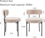 Riknuxi Boucle Dining Chairs Set of 4, Upholstered Dining Room Chairs Beige | Modern Kitchen Chairs with Curved Back, 4" Upholstery, Metal Legs, Easy Clean, for Dining Room/Restaurant/Kitchen