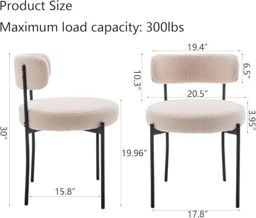 Riknuxi Boucle Dining Chairs Set of 4, Upholstered Dining Room Chairs Beige | Modern Kitchen Chairs with Curved Back, 4" Upholstery, Metal Legs, Easy Clean, for Dining Room/Restaurant/Kitchen