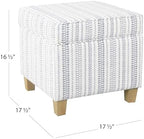 HomePop Home Decor | K7342-F2359 |Classic Square Storage Ottoman with Lift Off Lid | Ottoman with Storage for Living Room & Bedroom, Blue Stripe Large