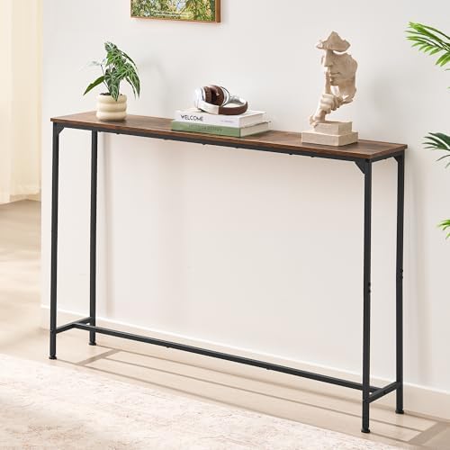 DALEMHOME Console Table, Narrow Entryway Table, Thin Sofa Table, Behind Couch Table,for Hallway, Bedroom, Living Room, Foyer, 9.4 x 47.2 x 31.5 Inches, Rustic Brown