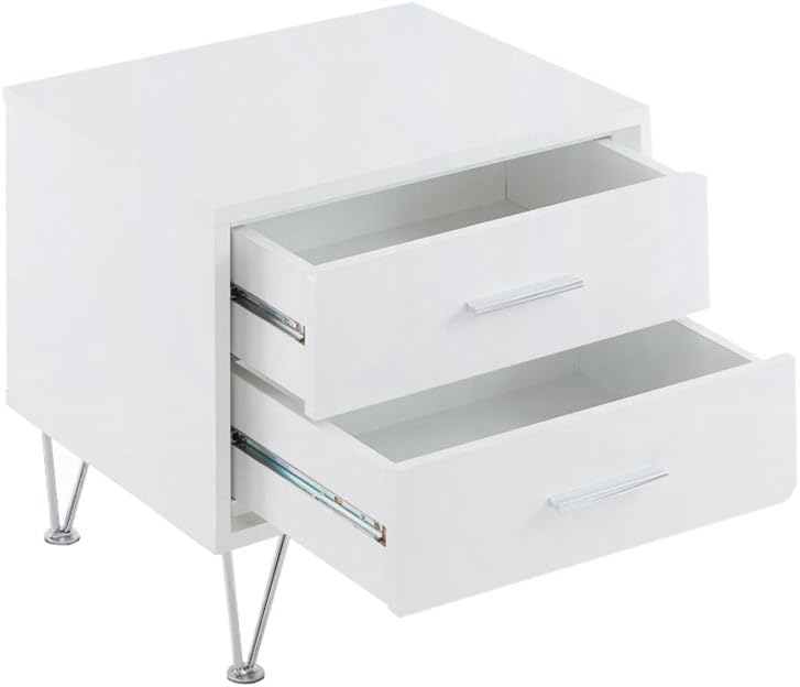 2 Drawers Nightstand with Metal Legs ﻿,for Small Spaces