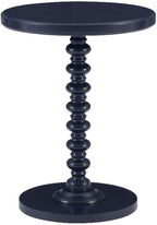 MAKLAINE Modern Transitional Round Spindle Side Table, 17 in Diameter, Navy Blue Painted Rubberwood, Sturdy Pedestal Base, Accent Table for Living Room, Entryway or Bedroom Use