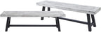 Saiveina Outdoor Carlisle Benches, Sandblasted Dark Brown + White(Set of 2)