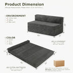 5-in-1 Convertible Sofa Bed, Loveseat, Tri-fold Futon Sofa Bed with Removable Cushions & Washable Cover, Pull Out Couch with Handle, for Small Spaces, Queen Size, Grey