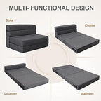 Nigoone Queen Size Folding Sofa Couch Memory Foam with 2 Pillows Sleeper Chair Lazy Couch Triple Futon Convertible Guest Beds, Washable Cover, Dark Gray