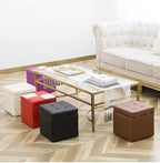 Luxurious Ottoman with Storage,Upholstered Storage Ottoman Padded Seat for Living Room Bedroom,Faux Leather Small Cube Foot Rest Stool with Hinged Lid (Grey)