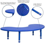 Flash Furniture 35''W x 65''L Half-Moon Blue Plastic Height Adjustable Activity Table