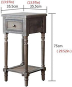 Telephone Table, Retro Sofa Small Side Table,Industrial Styleside Table,Telephone Tables,with Drawer,Side Table with Storage Shelf(Color:Retro,Size:13.9713.9729.52in)