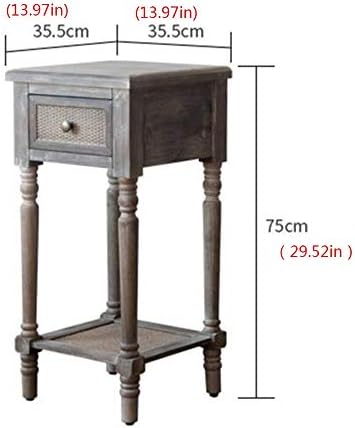 Telephone Table, Retro Sofa Small Side Table,Industrial Styleside Table,Telephone Tables,with Drawer,Side Table with Storage Shelf(Color:Retro,Size:13.9713.9729.52in)