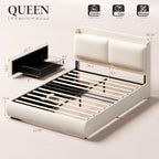 Garvee Chenille Fabric Queen Size Bed Frame with 2 Storage Drawers - Beige
