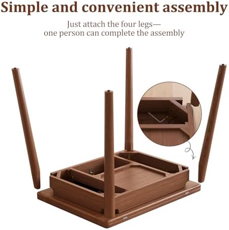Solid Wood Small Dining Table for 2-6, 23.6"L-47.2"L Expandable Kitchen Table, Designed for Small Spaces, Easy Assembly, Suitable for Kitchen, Dining Room, Living Room, Apartment (Walnut)