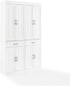 HomeStock Pantry Cabinets - 2 Piece Kitchen Storage Organizer - White Finish