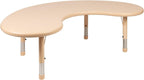 Flash Furniture 65x35 in Half-Moon Activity Table with 4 Chairs, Natural | Height Adjustable Table, Durable Construction, Commercial Use