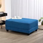 Corduroy Ottoman for Sectional Sofa, Modular Footrest with Wooden Legs, 43.7 x 29.1 x 18.5 Inches, Convertible Furniture for Living Room,Blue