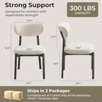 Dining Chairs Set of 4, Modern Upholstered Fabric Kitchen Chairs | Textured Fabric, Curved Back, Upholstered Seat, Metal Frame, Dining Room, Kitchen, Breakfast Nook, Restaurant, Beige