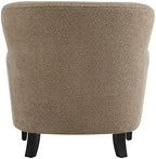 Christopher Knight Home Winnie Accent Chair and Ottoman Set, Living Room/Bedroom Wooden Comfy Reading Chair with Footrest Stool, Boucle Upholstered Wingback Single Sofa, Brown