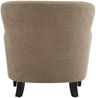 Christopher Knight Home Winnie Accent Chair and Ottoman Set, Living Room/Bedroom Wooden Comfy Reading Chair with Footrest Stool, Boucle Upholstered Wingback Single Sofa, Brown