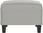Modern Microfiber Footstool Light Gray 27.6x21.7x16.1 Inches, Sturdy Plywood Frame for Living Room or Bedroom