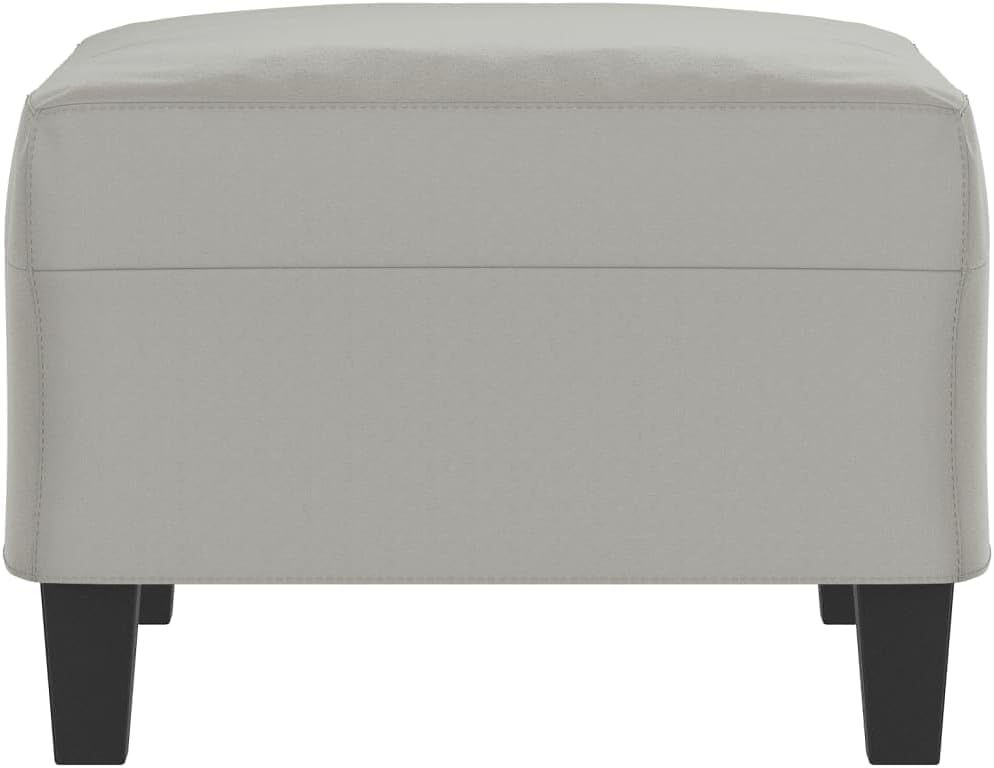 Modern Microfiber Footstool Light Gray 27.6x21.7x16.1 Inches, Sturdy Plywood Frame for Living Room or Bedroom