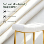 RNKSFX White & Gold Counter Height Bar Stools Set of 3 for Kitchen Counter Backless Kitchen Island Barstools with Upholstered Faux Leather Seat and Gold Base Modern 24 inch Bar Chairs No Back