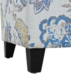 Dancongtea Luxury Storage Ottoman with Floral Pattern, Hidden Compartment for Blankets Pillows, Multi-Functional Footrest & Seat with Soft-Close Hinges, Blue Flower for Living Room Bedroom