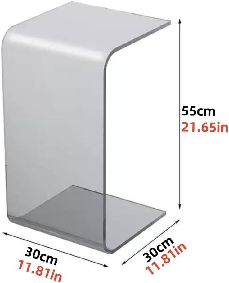 Acrylic Coffee Table, Side Table, Small Tea Table, Sofa Side Table, Small Bedside Table, Modern, Modern C-Shaped Acrylic Side Table(Brown,30 * 30 * 55cm)