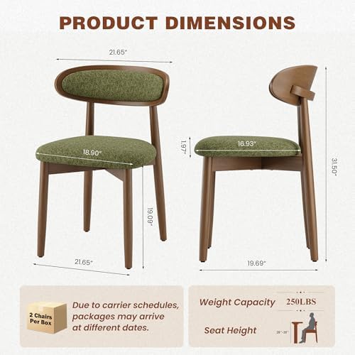 Dining Chairs Set of 6, Upholstered Dining Room Chairs with Solid Wood Legs