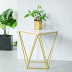 Telephone Table, Square Marble Side Table Nordic Modern Living Room Bedroom Corner Table Telephone Table Bedside Table Balcony Iron Art Coffee Table,15.7"×15.7(White