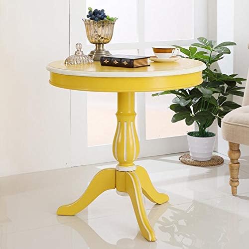 Telephone Table, Solid Wood End Table,Sofa Side Table,Living Room Telephone Coffee Table,Cottage Style Accent Table ，2 Colors(Color:Bright Yellow,Size:26.7726.77in)